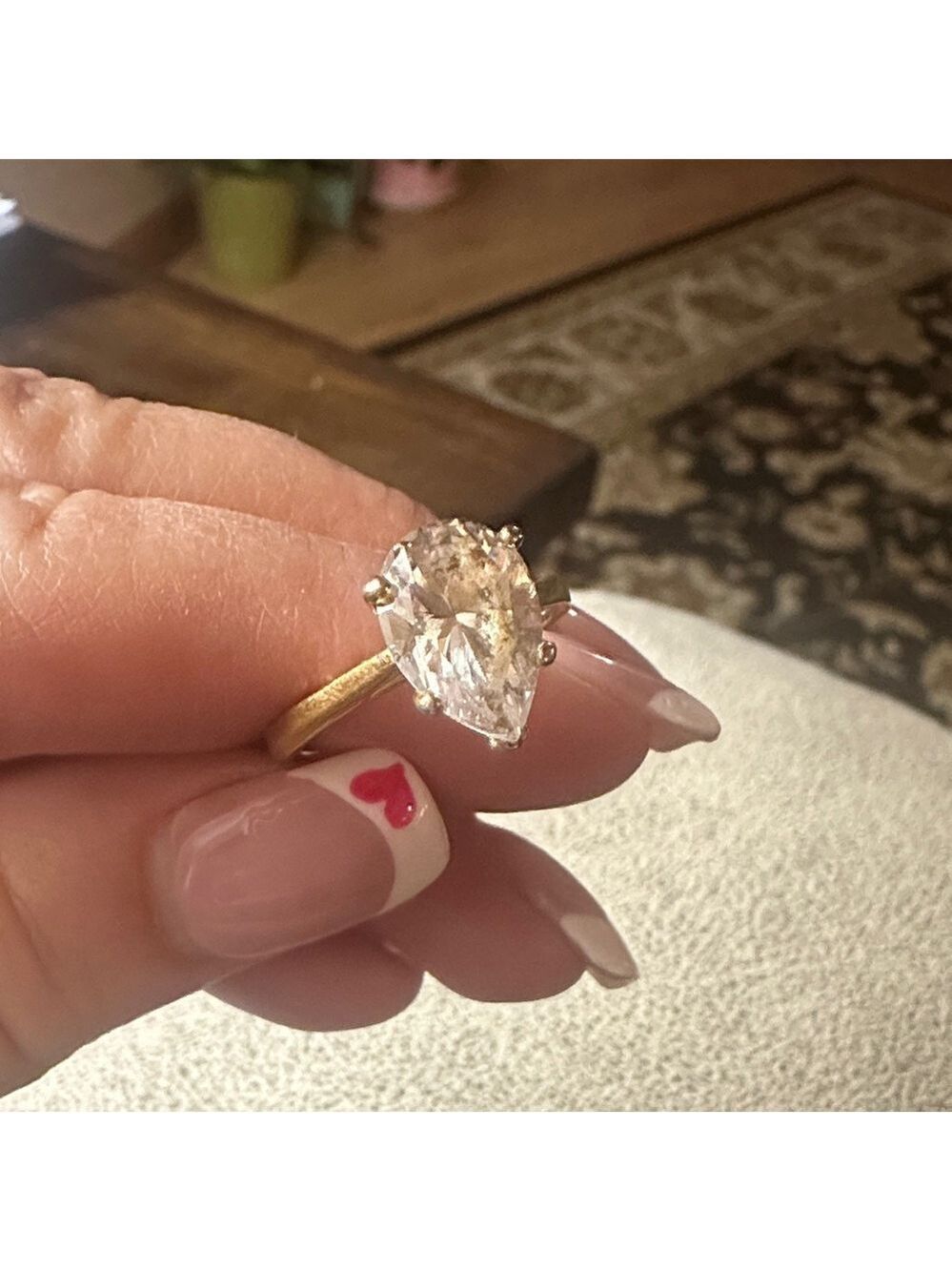 Elegant Gold and Silver Heart-Shaped Ring